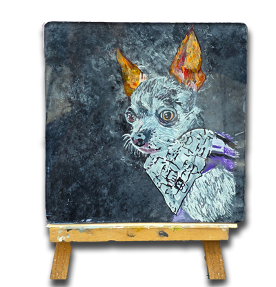 Mr Louie on plexiglass